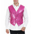 Mens Sequin Vest Waistcoat Disco Sparkle Costume Dance Party One Size - Pink