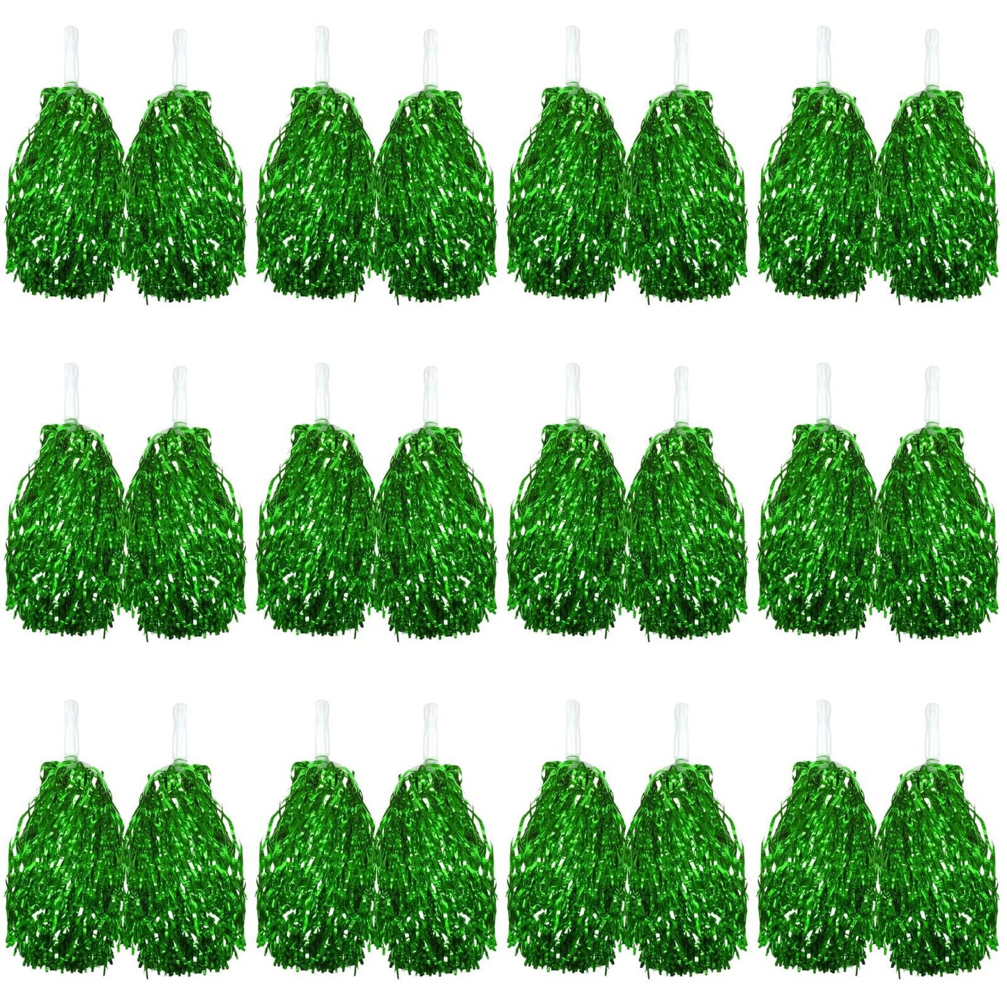 Green Metallic Cheerleading Pom Poms – Set of 12 w/ Easy-Grip Handles Australia Day