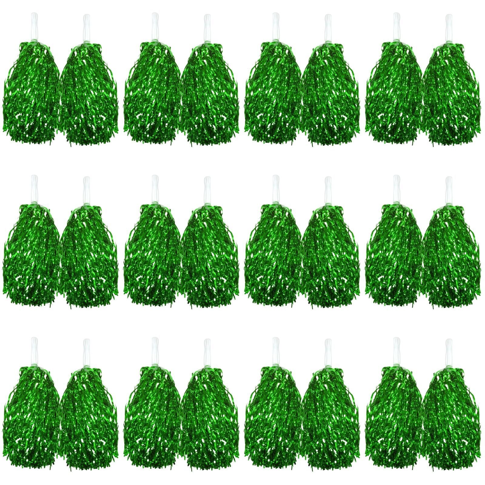 Green Metallic Cheerleading Pom Poms – Set of 12 w/ Easy-Grip Handles Australia Day
