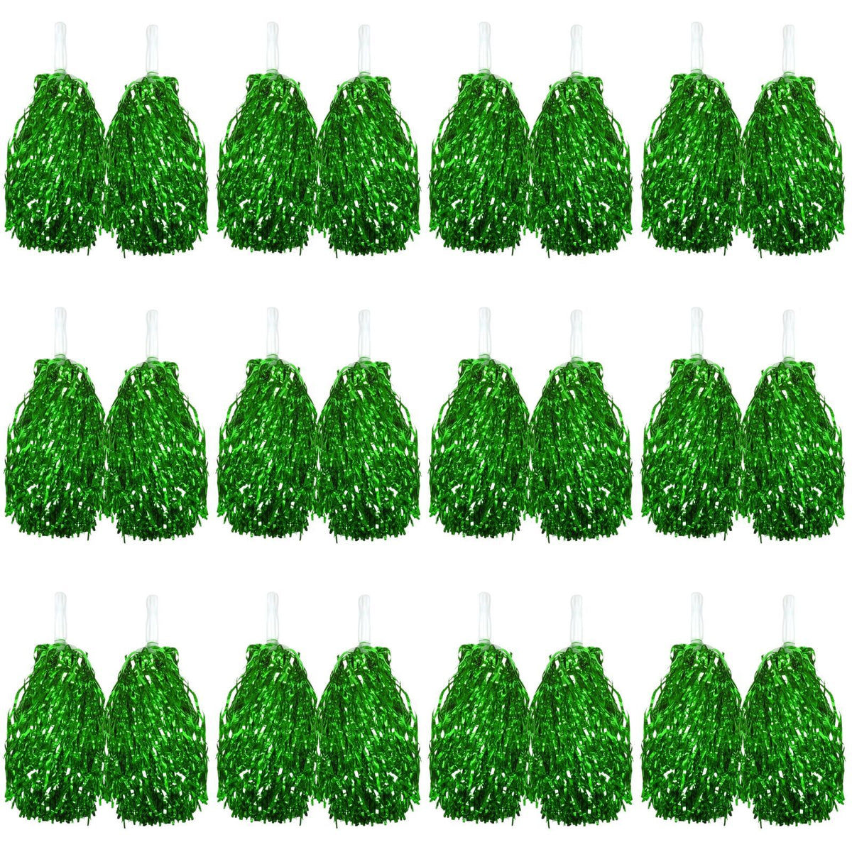Green Metallic Cheerleading Pom Poms – Set of 12 w/ Easy-Grip Handles Australia Day