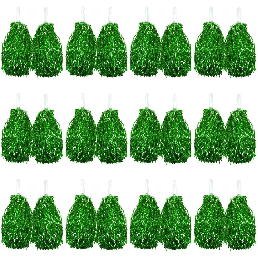 Green Metallic Cheerleading Pom Poms – Set of 12 w/ Easy-Grip Handles Australia Day