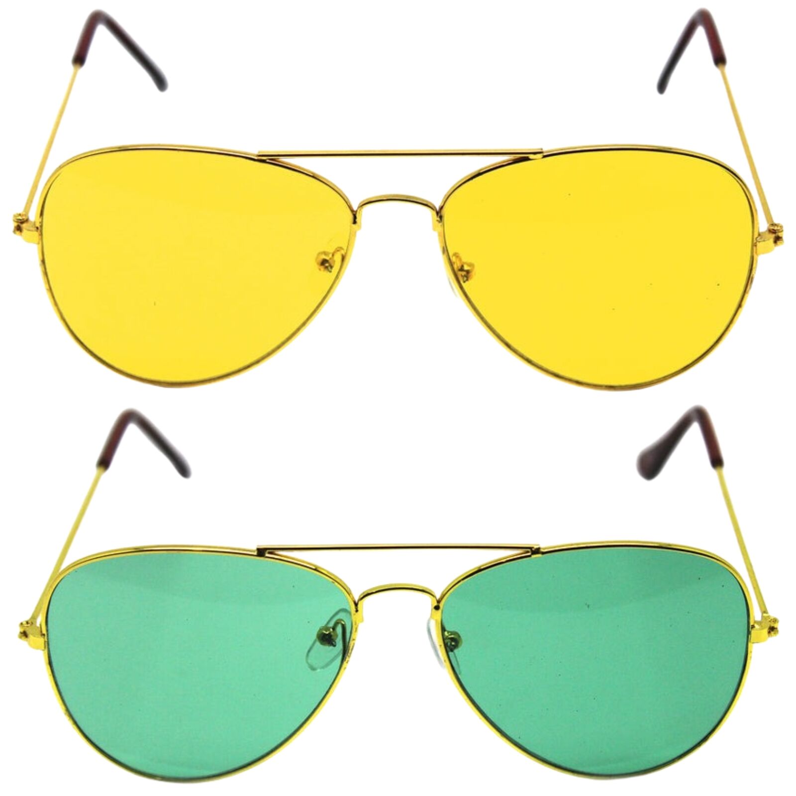 Green and Yellow Gold Aviator Party Glasses â€“ Fun Novelty Set Australia Day