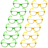 Green and Yellow Party Glasses with Clear Lenses – Fun 80s Australia Day or Costume Glasses (Set of 12)