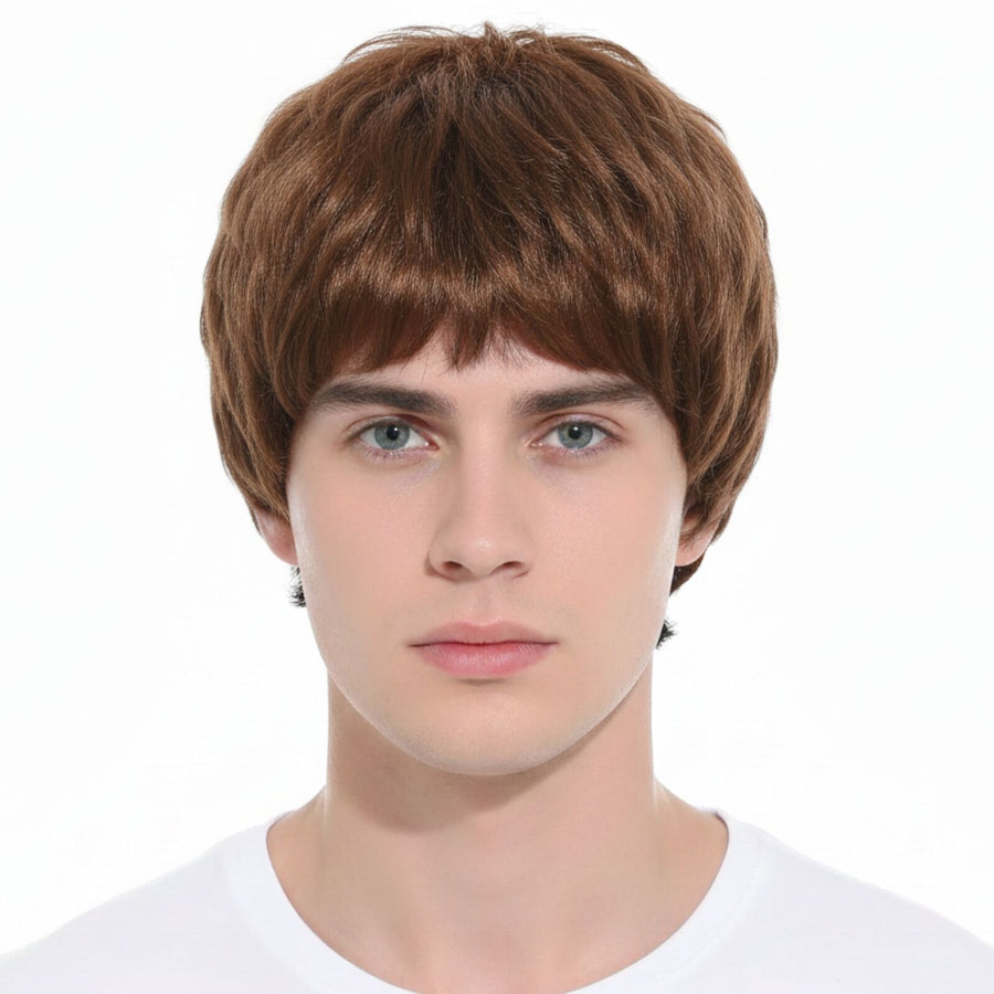 Mens Short Party Wig Costume Party Dress Up Fancy Classic Style - Brown
