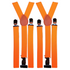 2x Mens Suspenders Braces Adjustable Strong Clip On Elastic Formal Wedding Slim - Fluro Orange