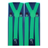 2x Mens Suspenders Braces Adjustable Strong Clip On Elastic Formal Wedding Slim - Green