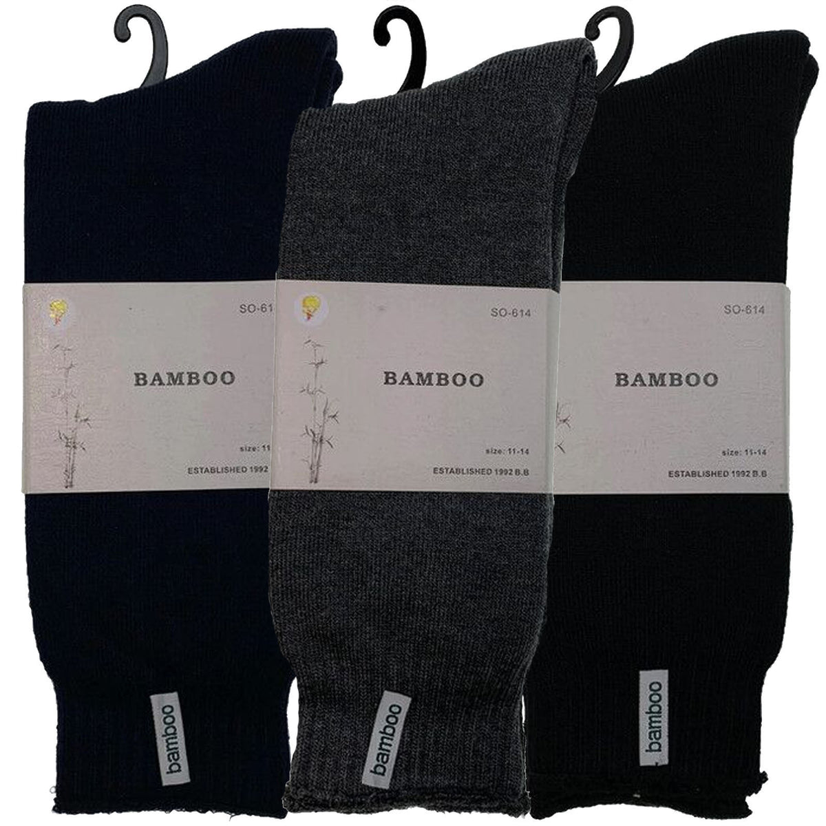 3 Pairs PREMIUM BAMBOO SOCKS Mens Heavy Duty Thick Work Socks BULK Cushion - Assorted Colour Pack - 11-14