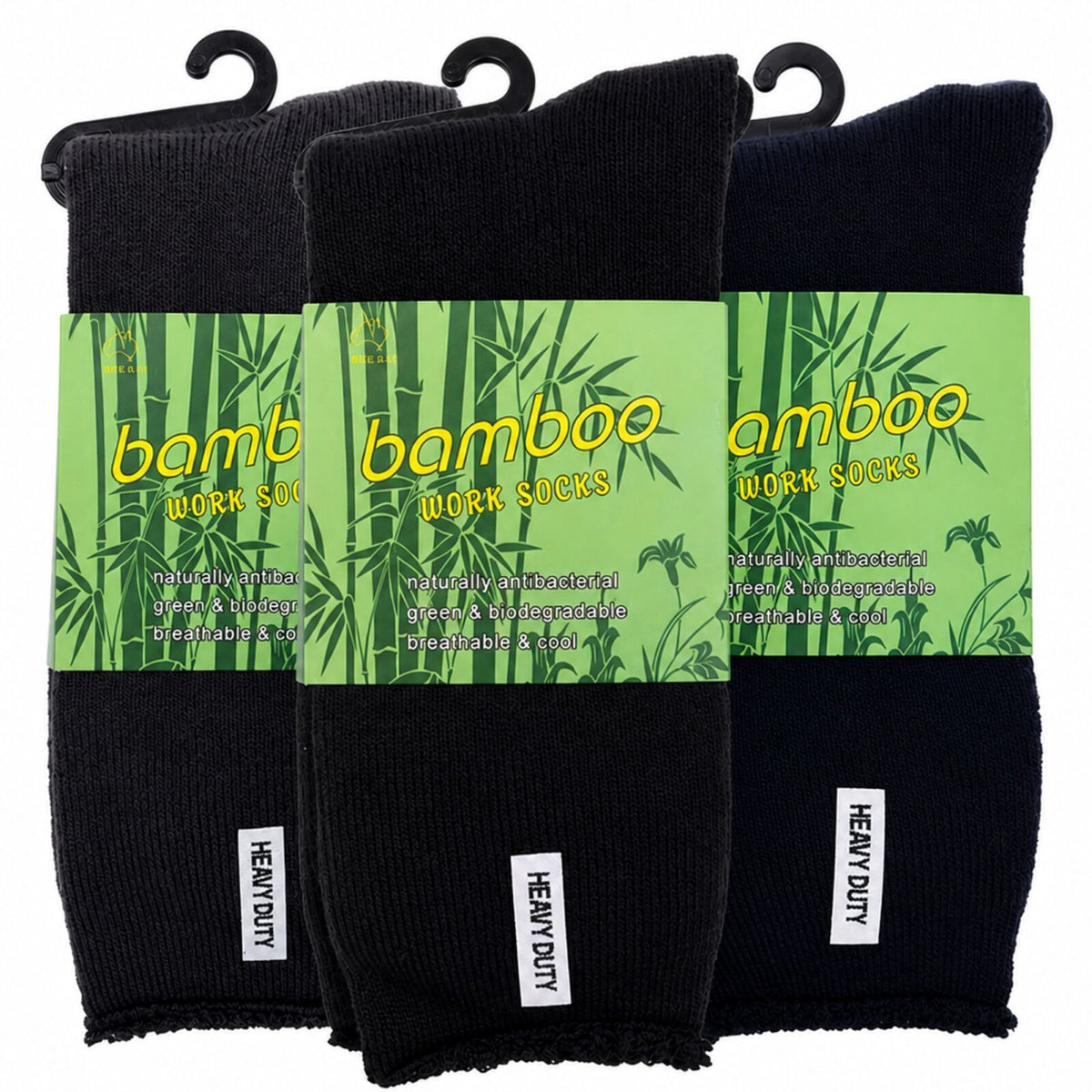 3 Pairs Mens Bamboo Rich Work Socks Thick Cushioned Anti Odour - Assorted  - 11-14