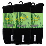 3 Pairs Mens Bamboo Rich Work Socks Thick Cushioned Anti Odour - Black - 6-11