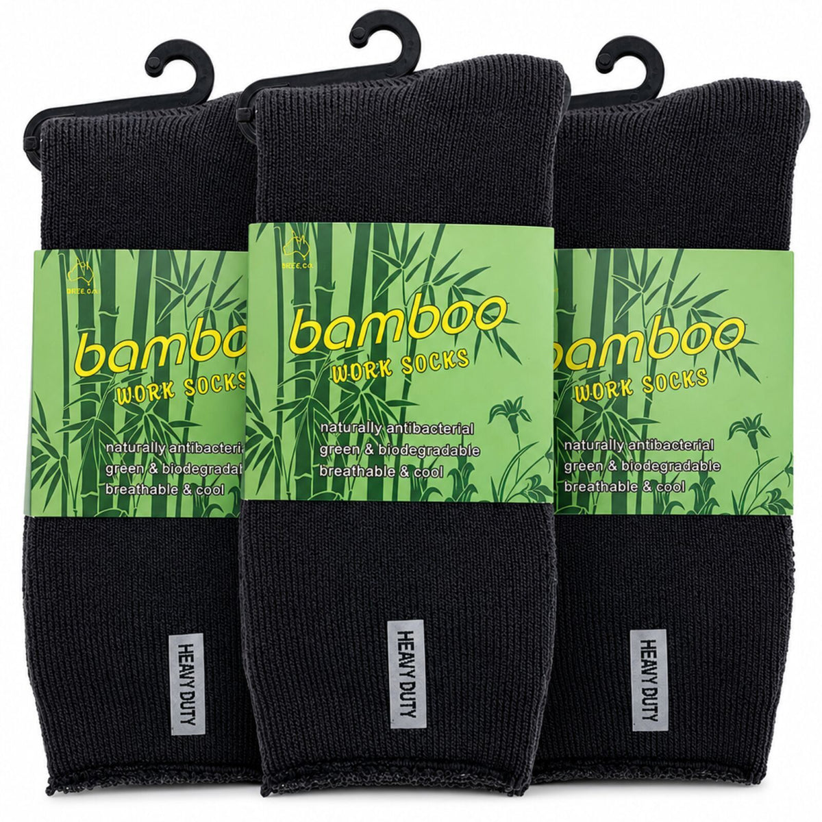 3 Pairs Mens Bamboo Rich Work Socks Thick Cushioned Anti Odour - Charcoal Grey - 11-14