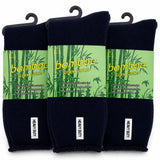 3 Pairs Mens Bamboo Rich Work Socks Thick Cushioned Anti Odour - Navy Blue - 6-11