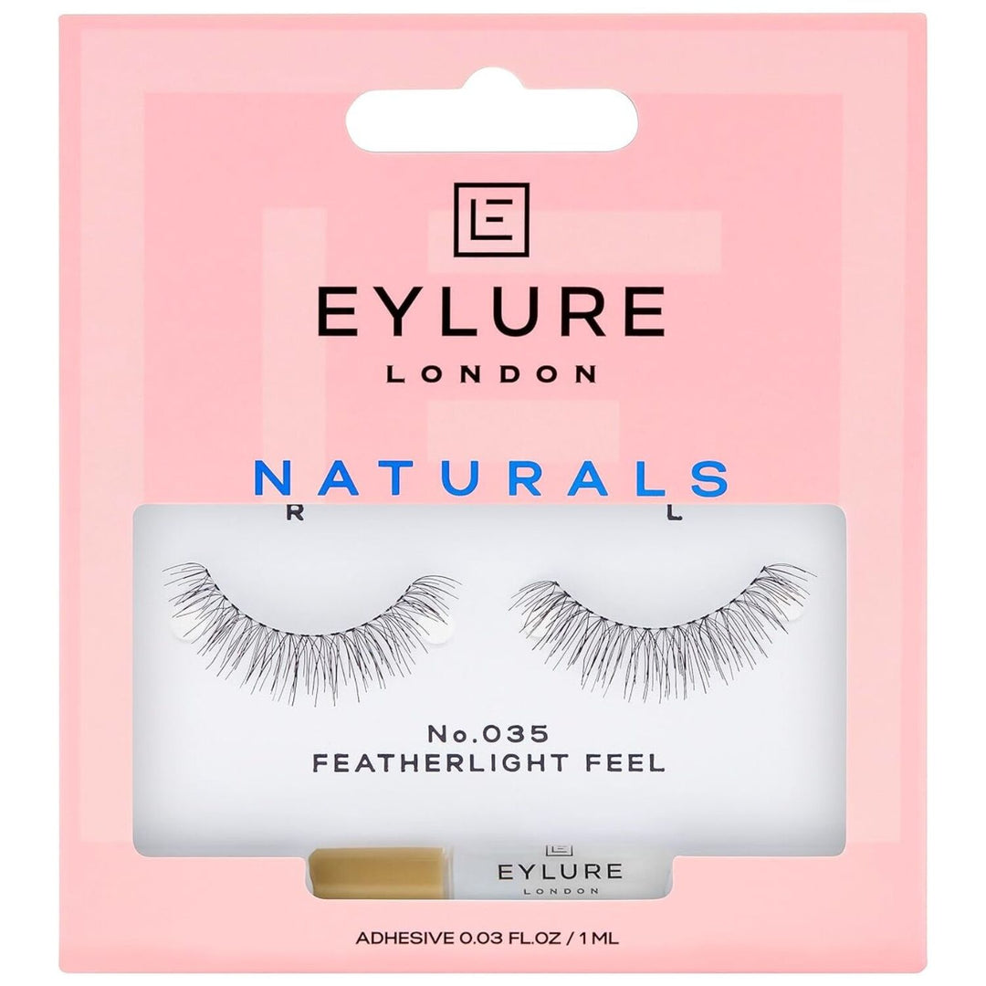 Eylure Naturals False Eyelashes Featherlight Feel with Glue Reusable in No.035