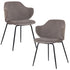 Set of 2 Dining Chairs with Corduroy Cord Fabric in Grey