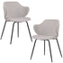 Set of 2 Dining Chairs Fabric with Metal Legs in Ivory Beige