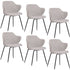 Set of 6 Dining Chairs Fabric with Metal Legs in Ivory Beige