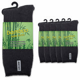 6 Pairs Mens Bamboo Rich Work Socks Thick Cushioned Anti Odour - Charcoal Grey - 11-14