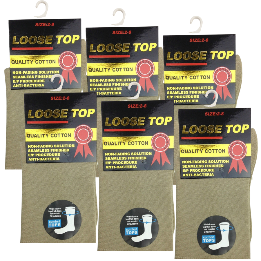 6x Pair COTTON Rich LOOSE TOP SOCKS Dress Medical Circulation Diabetic Comfort -  -