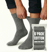 6x Pair COTTON Rich LOOSE TOP SOCKS Circulation Diabetic Comfort in Grey - 11-14