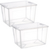 2x 57 Litre Modular Clear Foldable Storage Box with Lid Plastic Tub Collapsible
