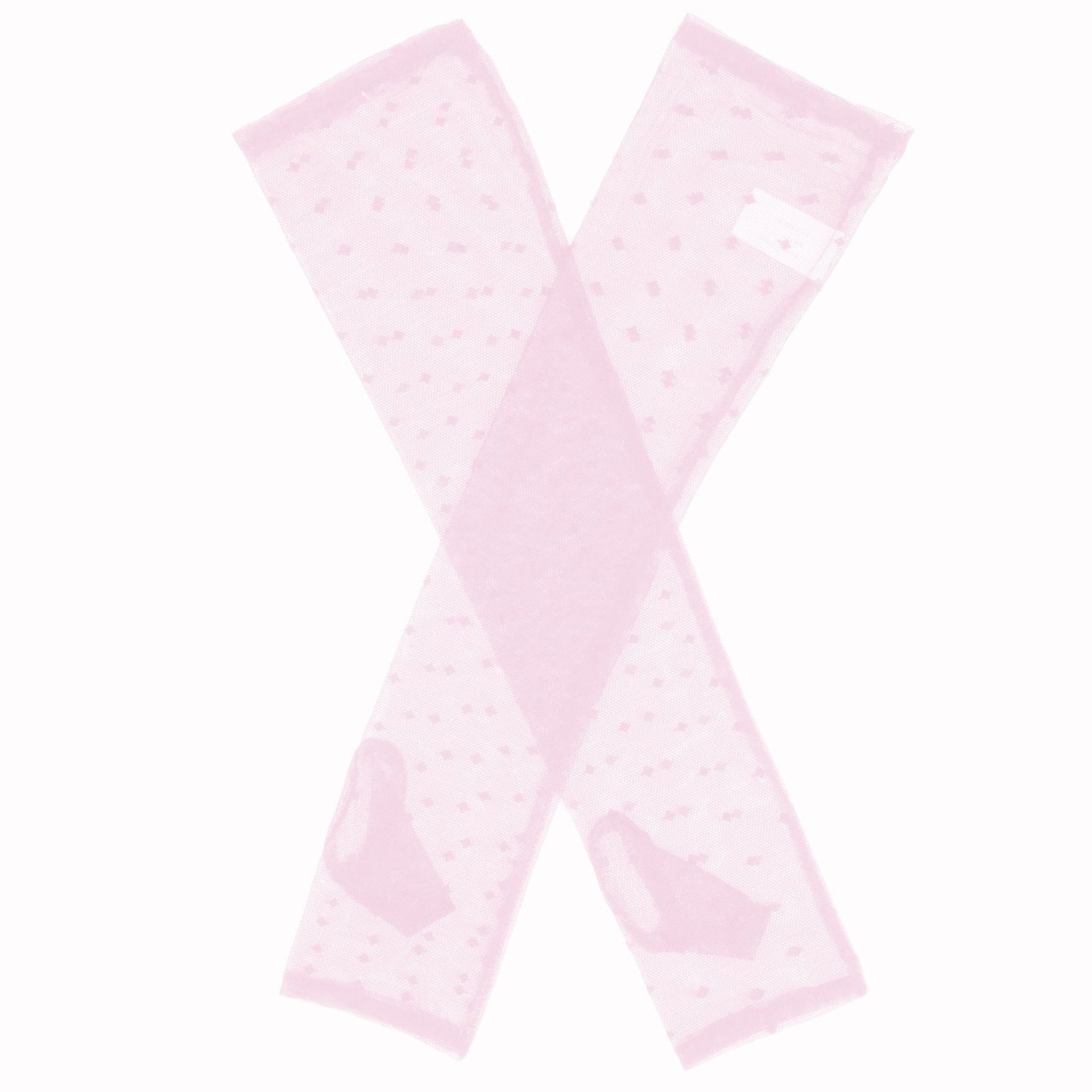 Dents Womens Long Below-Elbow Tulle Flock Dot Fingerless Mittens Gloves - Pink