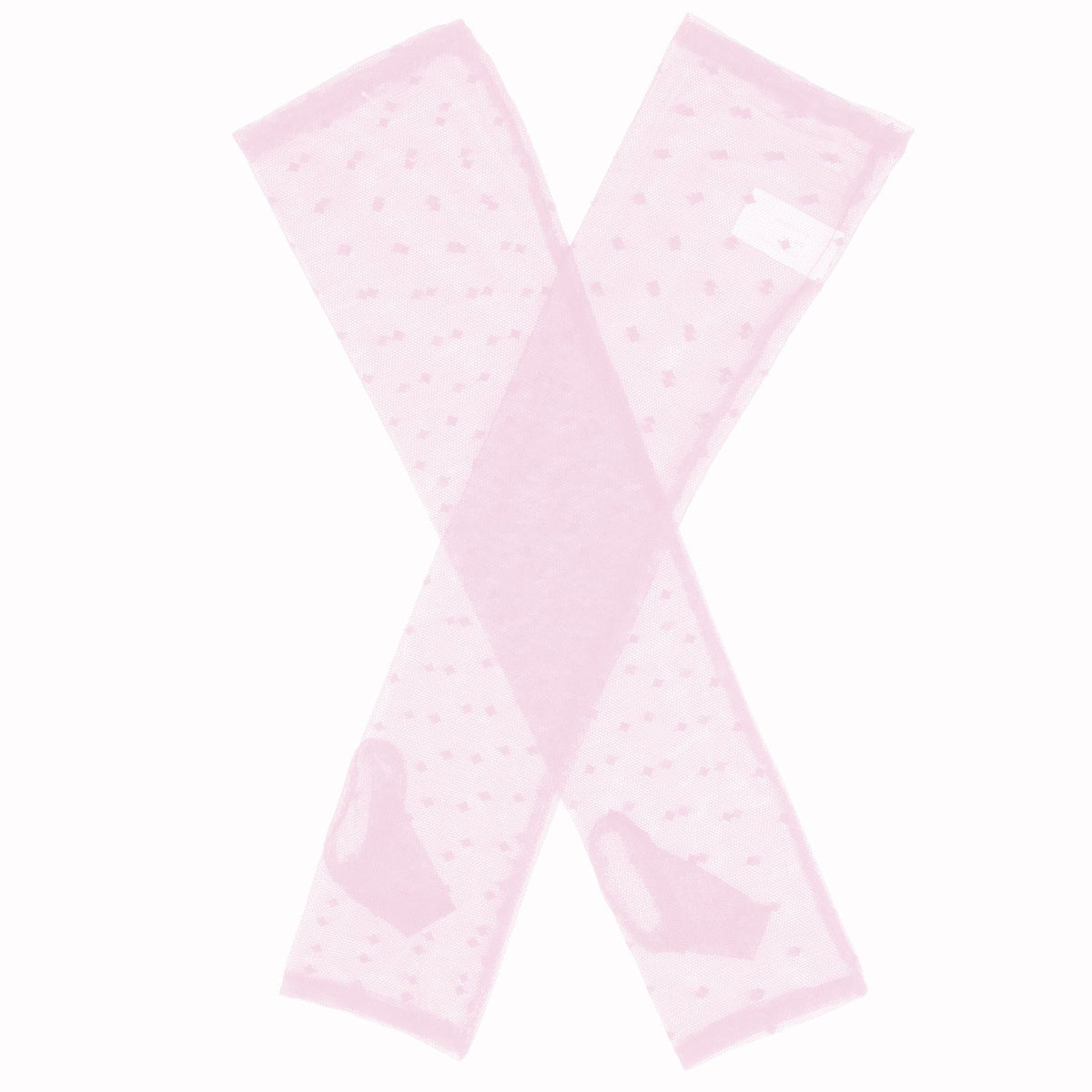 Dents Womens Long Below-Elbow Tulle Flock Dot Fingerless Mittens Gloves - Pink