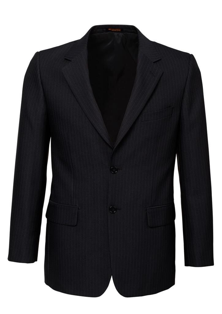 Mens Suit Jacket 2 Button Pinstripe Business Work Blazer Fully Lined - Black - 122