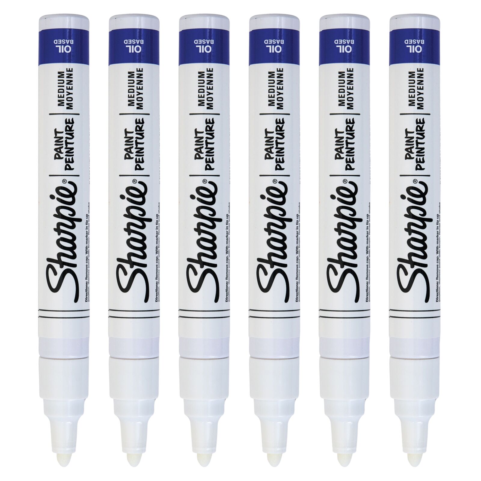 6x Sharpie Oil-Based Paint Markers in White Medium Point