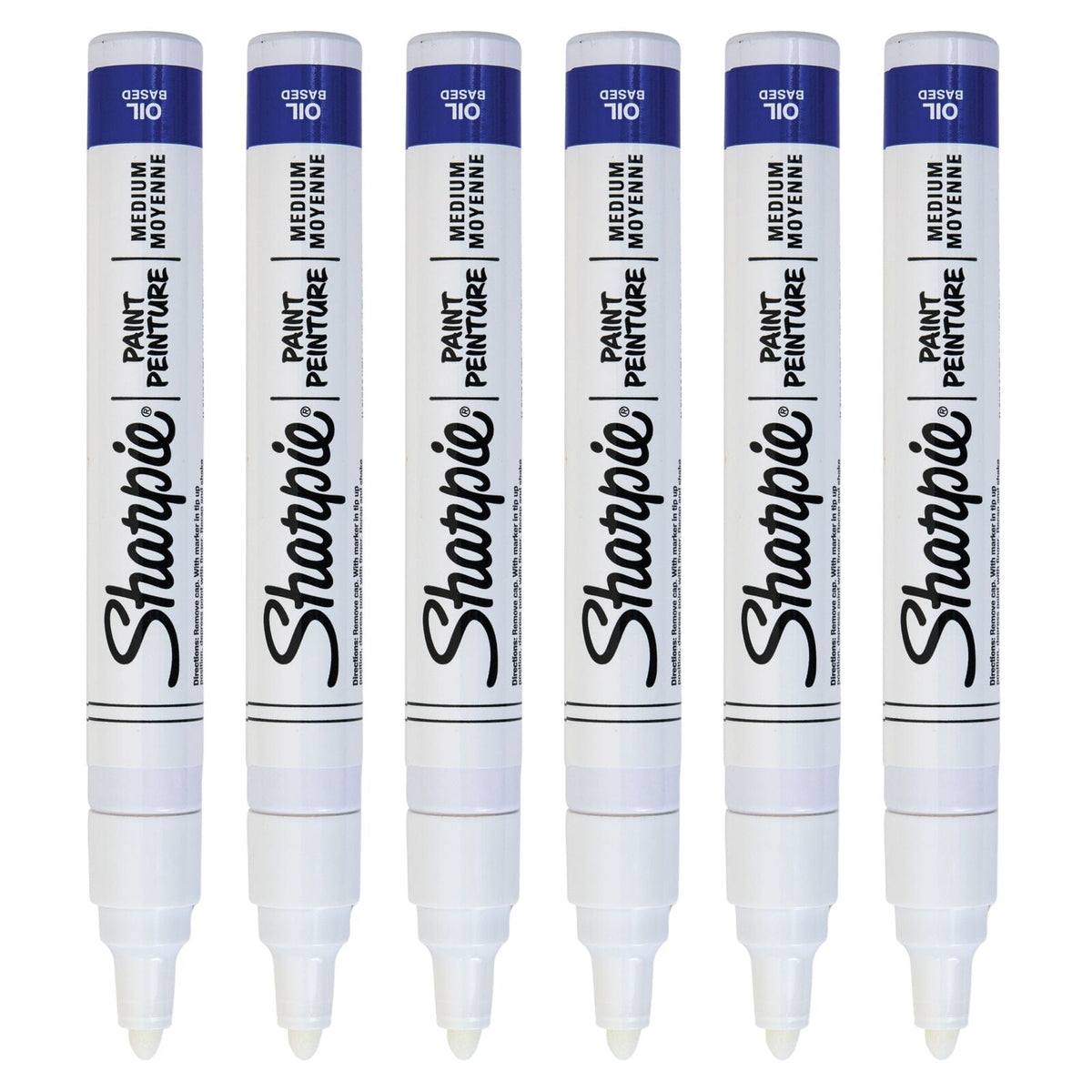6x Sharpie Oil-Based Paint Markers in White Medium Point