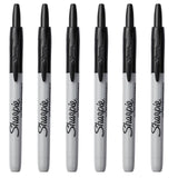 6x Sharpie Fine Point Retractable Permanent Markers - Black