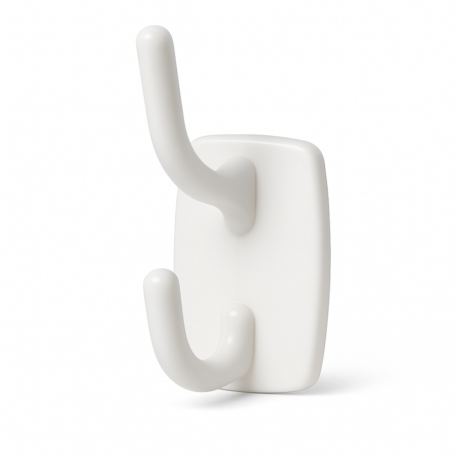 6x Deco Self-Adhesive Double Hooks in White  2.3kg Weight Capacity per Hook