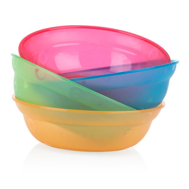Nuby Value Feeding Bowls Multicolor (Pack of 4) - 6 Months +
