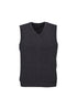 Mens Wool Blend V Neck Vest Sleeveless Double Knit  - Charcoal - 5X-Large