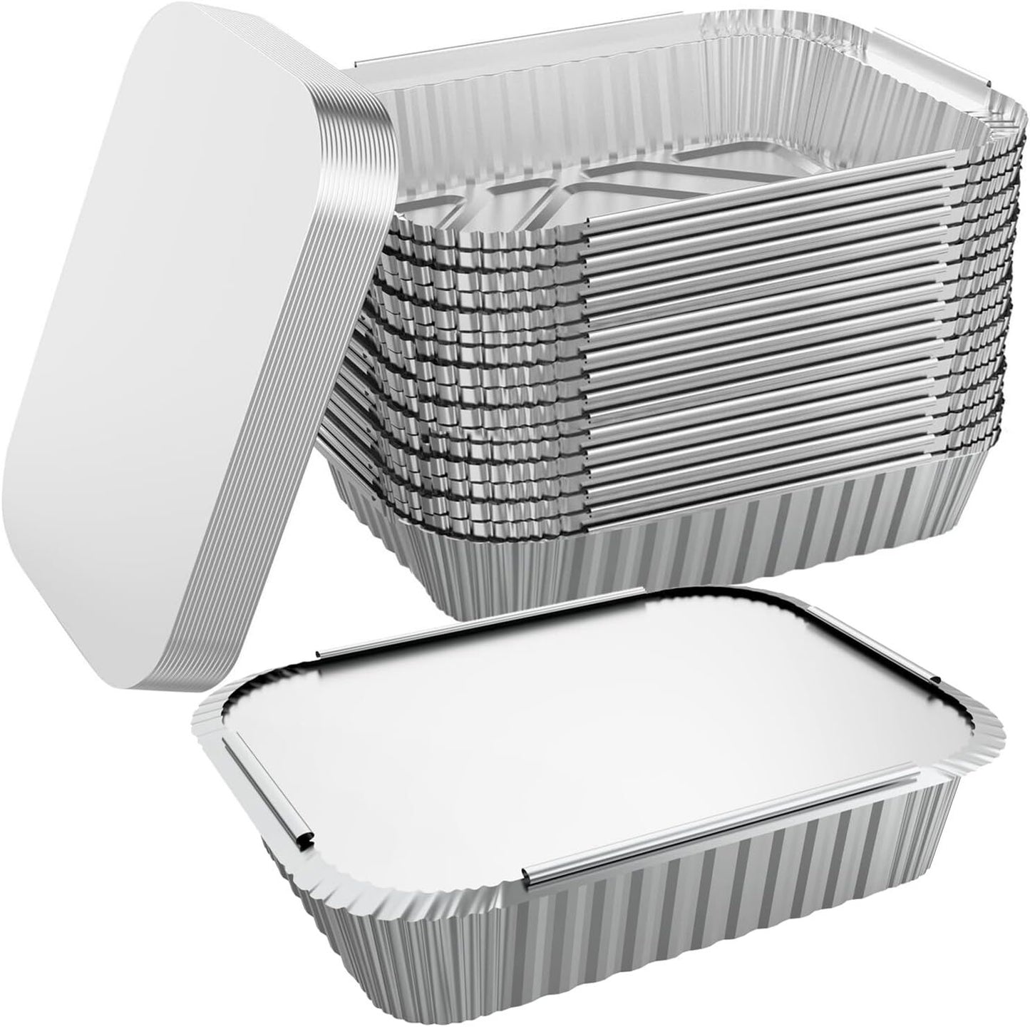 144x Aluminium Disposable Foil Food Container Trays Pans w/ Lids Covers Bulk 22cm*15cm*4.5cm