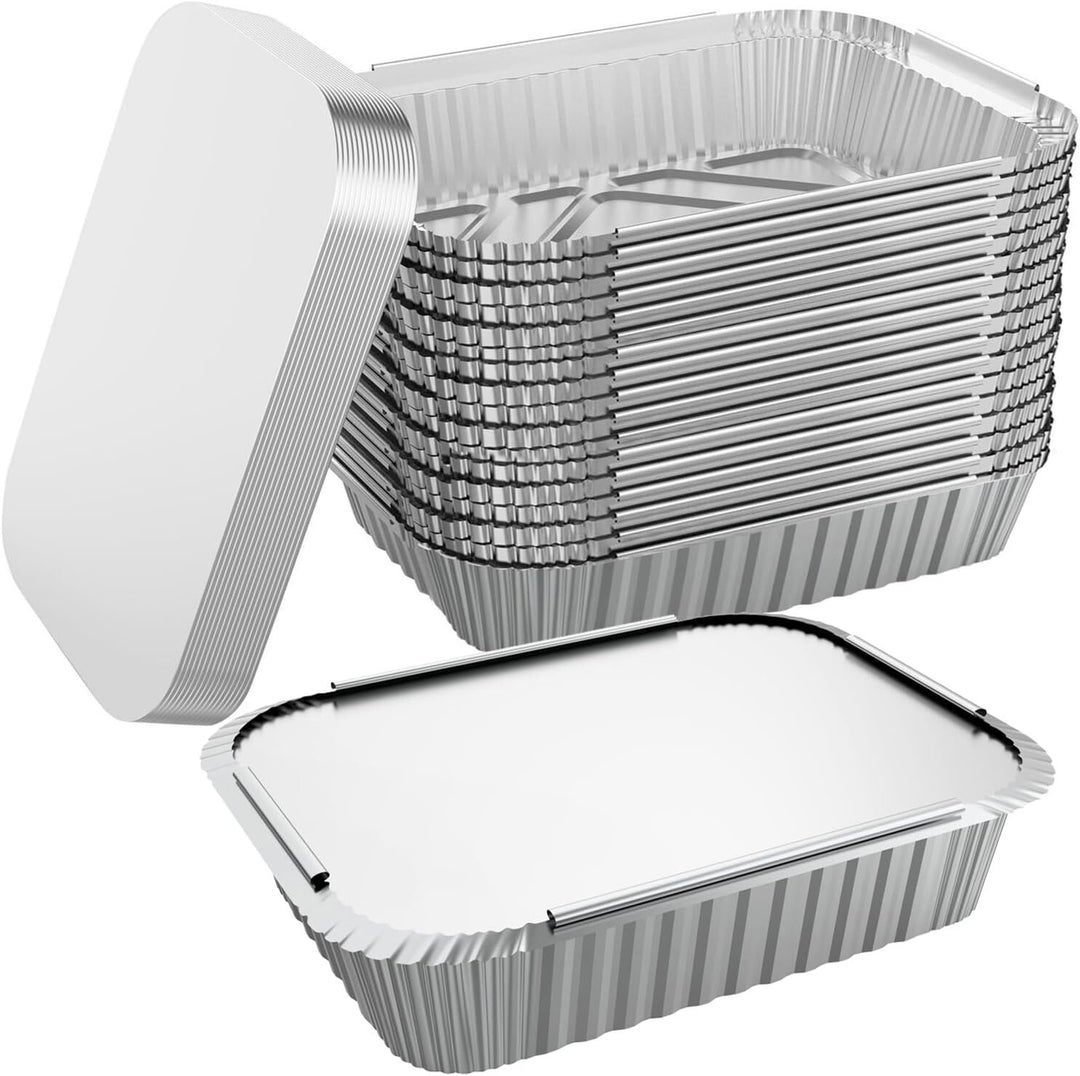 240x Aluminium Disposable Foil Food Container Trays Pans w/ Lids Covers Bulk  24cm*18cm*6cm