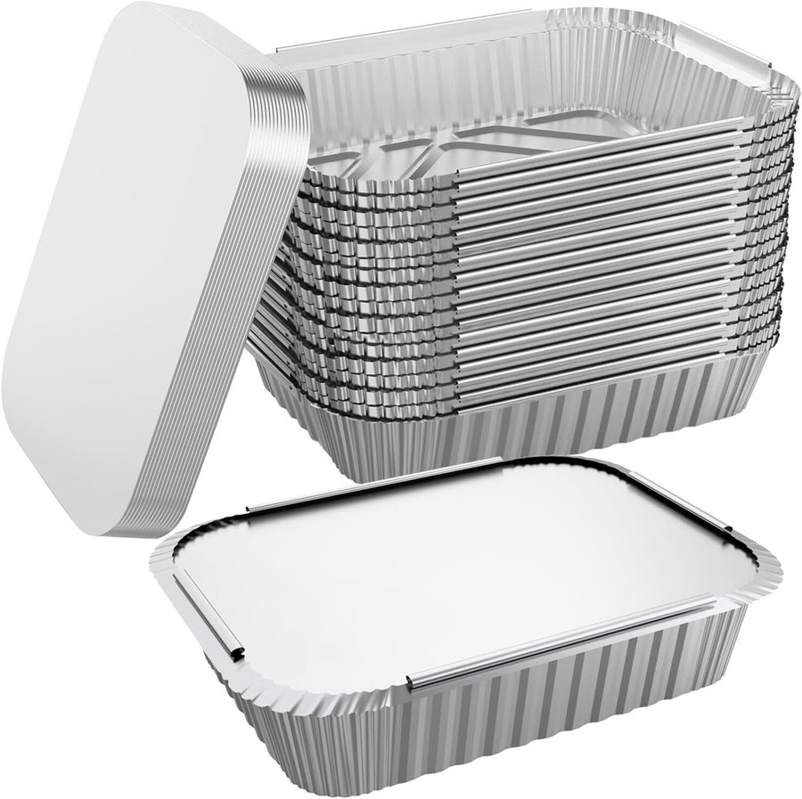 96x Aluminium Disposable Foil Food Container Trays Pans w/ Lids Covers Bulk 24cm*18cm*6cm