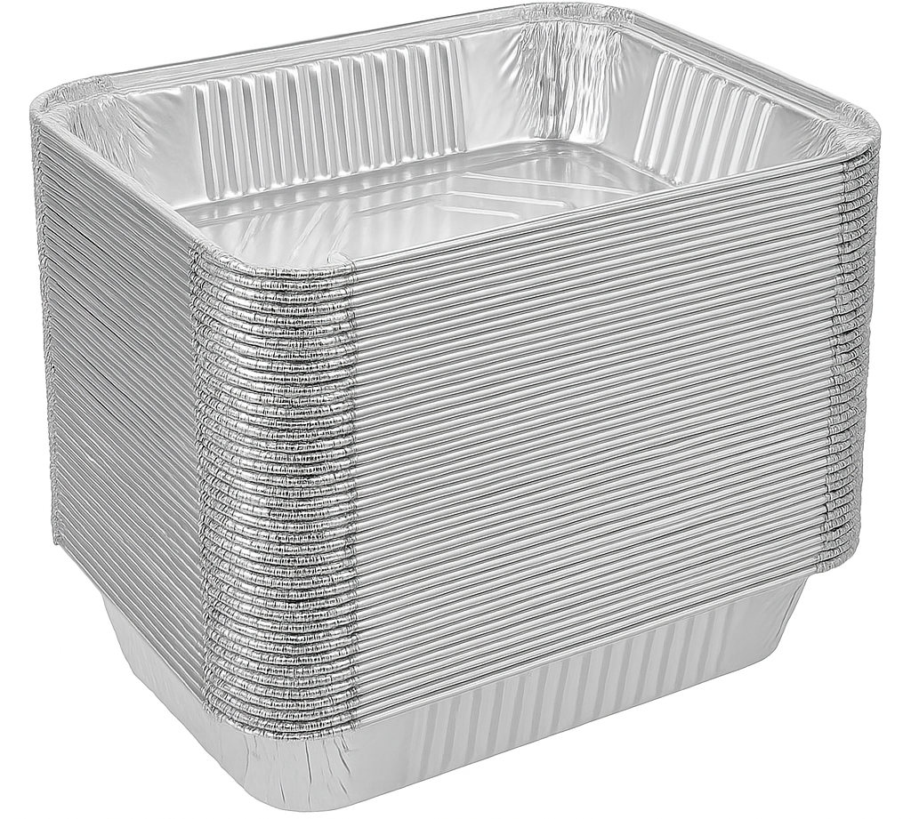 48x Aluminium Disposable Foil Food Container Trays Pans Baking Roast Bulk 45x34x6.5cm
