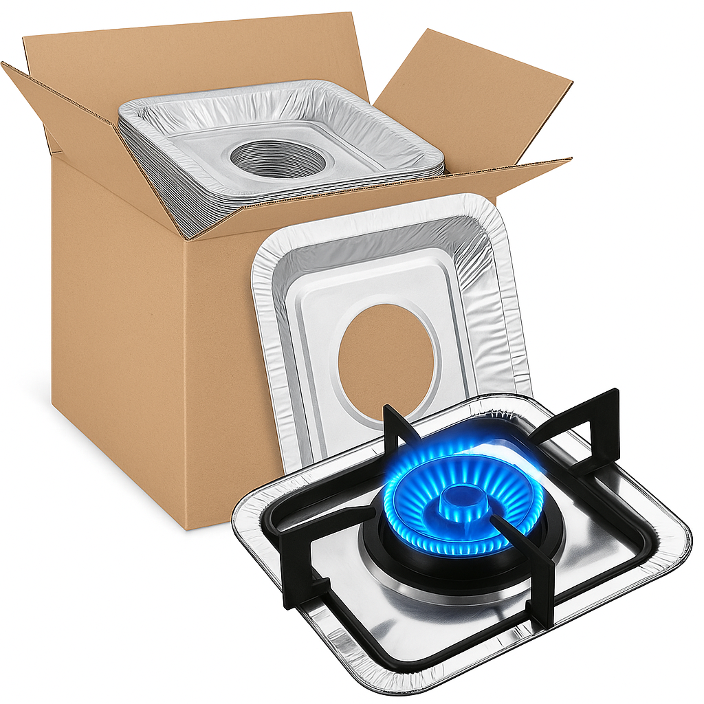 480x Aluminium Disposable Foil Stove Burner Covers Bulk - Square