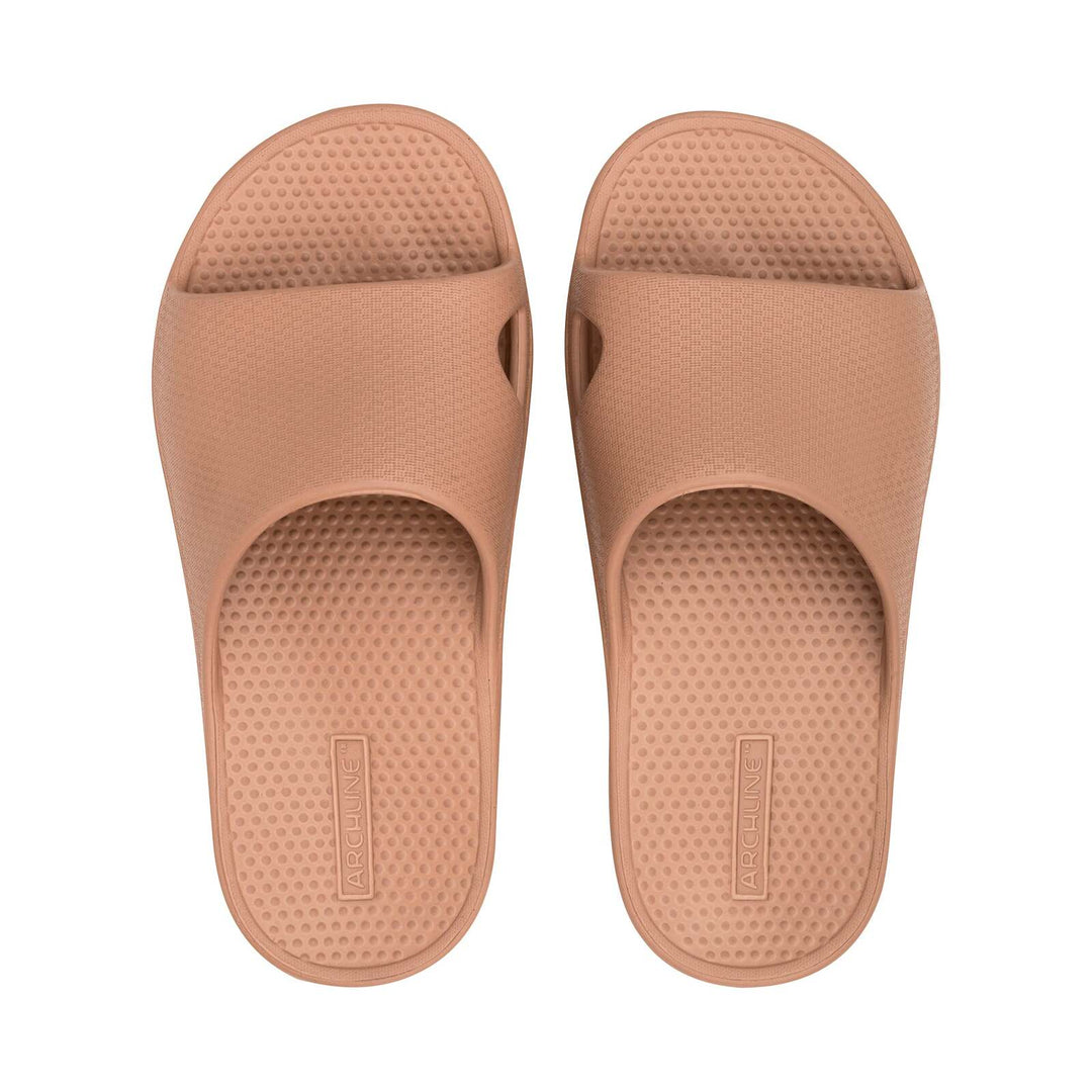 Archline Rebound Orthotic Slides Flip Flop Thongs Slip On Arch Support - Putty - Euro 40