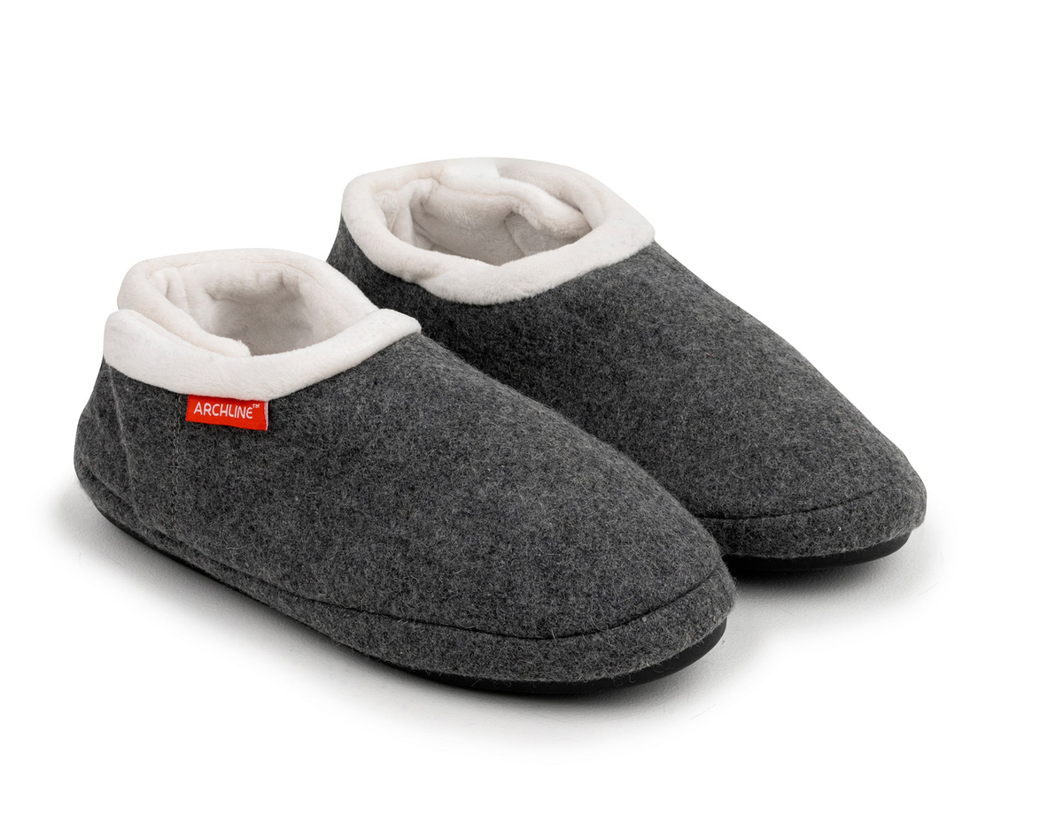 ARCHLINE Orthotic Slippers CLOSED Arch Scuffs Orthopedic Moccasins Shoes in Grey Marle - EUR 37