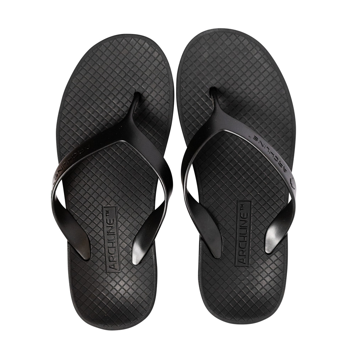 ARCHLINE Orthotic Thongs Arch Support Shoes Footwear Flip Flops Orthopedic - Black/Black - EUR 47
