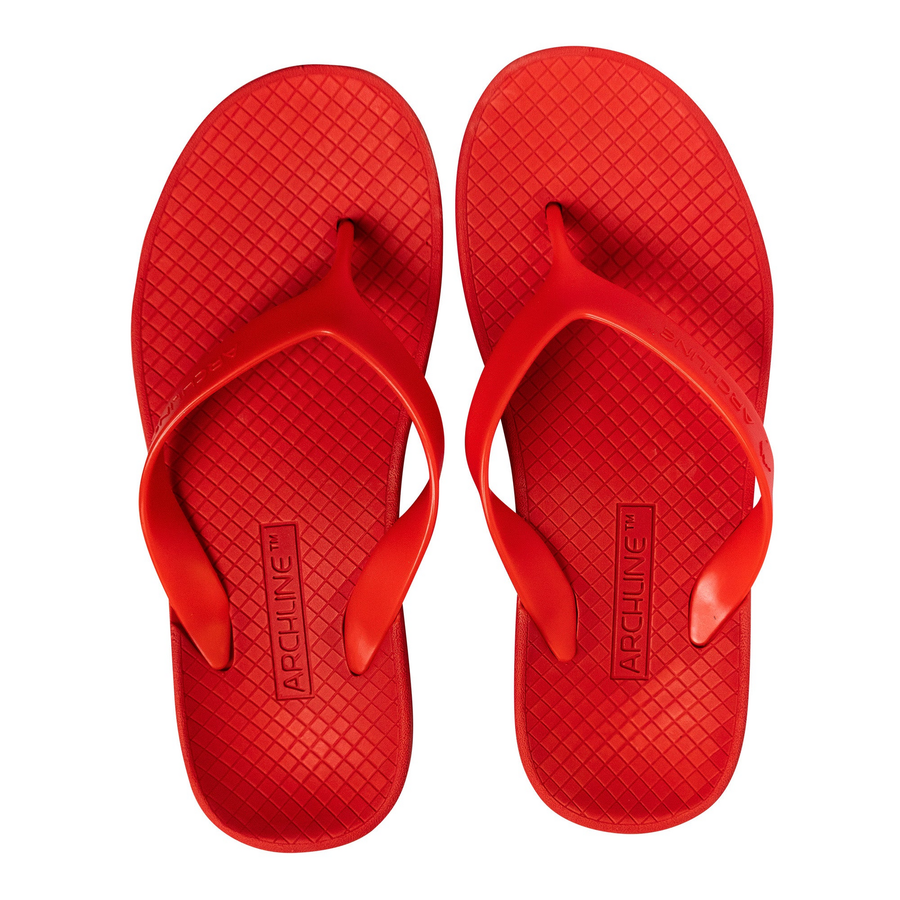 ARCHLINE Orthotic Thongs Arch Support Shoes Footwear Flip Flops Orthopedic - Red/Red  - EUR 36