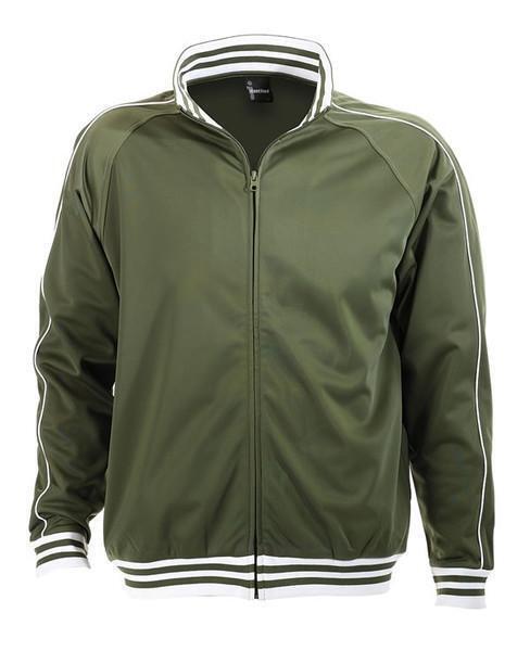 Identitee Mens Varsity Track Suit Top Jacket Jumper Long Sleeve - Army Green - XXX-Large (Plus Size)
