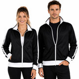 Identitee Mens Varsity Track Jacket Warm Winter Tracksuit Top Zip - Black/White - XL