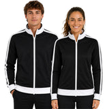 Track Top Jacket Full Zip Tracksuit Varsity Jumper Warm Winter - Black/White - L (14-16)