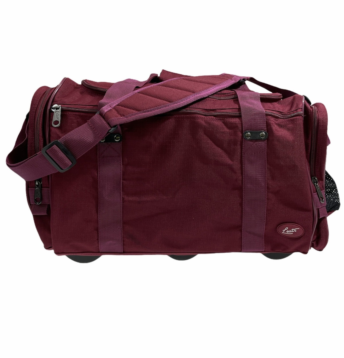 44L Foldable Duffel Bag Travel Gym Sports D-Zip Top Shoulder Strap - Maroon