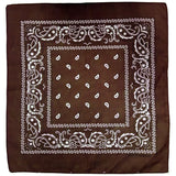 BANDANA Paisley 100% COTTON Head Wrap Durag Bandanna Summer Scarf Mask - Brown