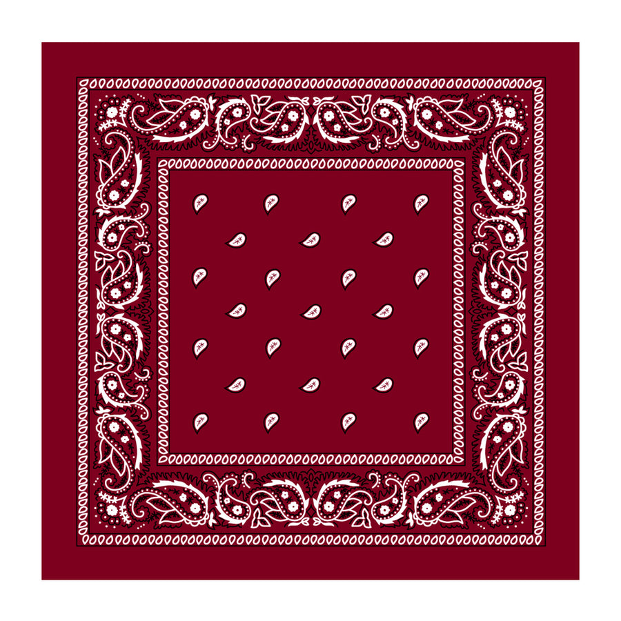BANDANA Paisley 100% COTTON Head Wrap Durag Bandanna Summer Biker Scarf Mask - Burgundy