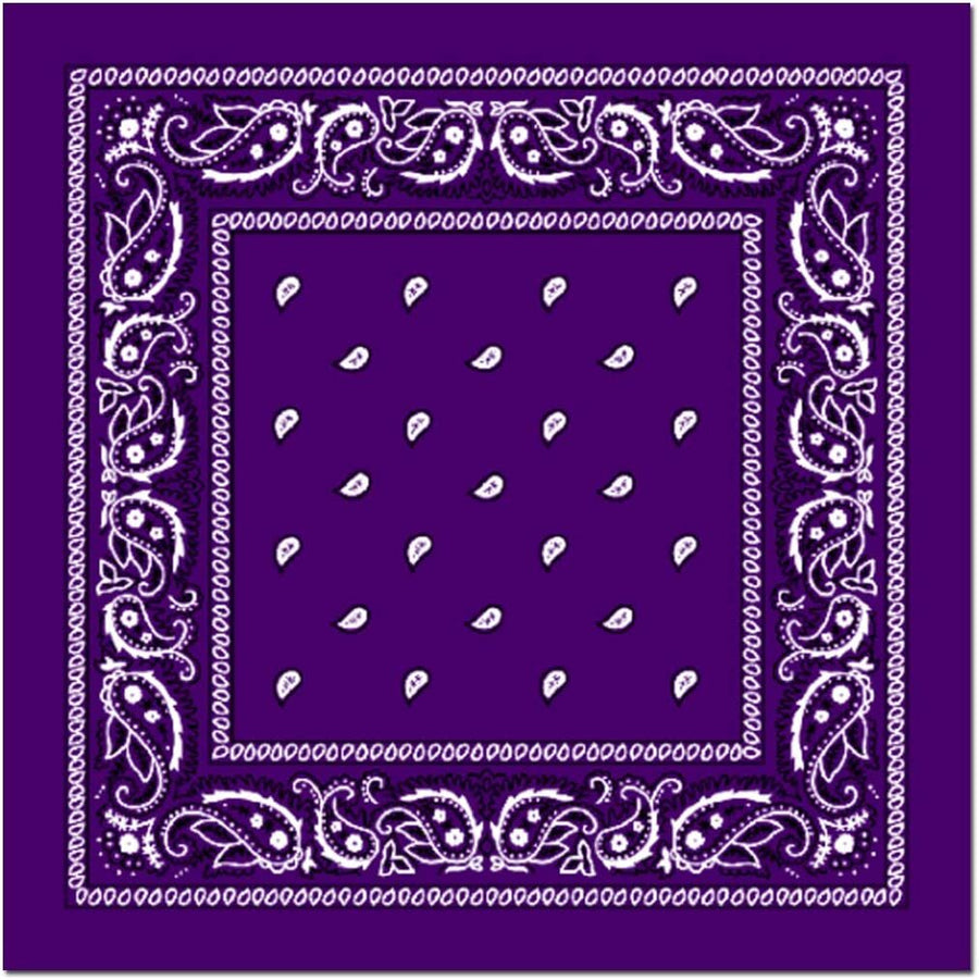 BANDANA Paisley 100% COTTON Head Wrap Durag Bandanna Summer Biker Scarf Mask - Purple