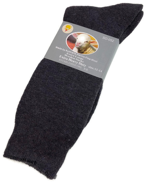 1 Pair Merino Wool Blend Work Socks Thermal Hiking Winter Warm Socks - Charcoal - 11-14