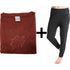 2pcs Set Womens Merino Wool Blend Pants & Top Underwear Leggings Thermal Thermals - Burgundy Top & Black Pants - 12-14